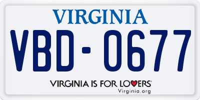 VA license plate VBD0677