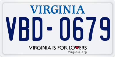 VA license plate VBD0679