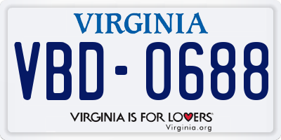 VA license plate VBD0688