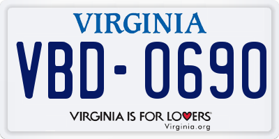 VA license plate VBD0690
