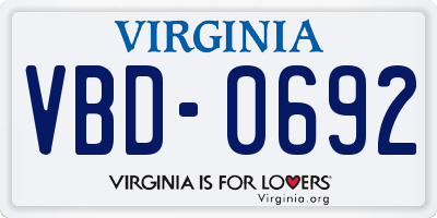 VA license plate VBD0692