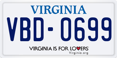 VA license plate VBD0699