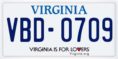 VA license plate VBD0709