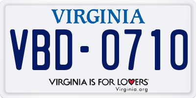 VA license plate VBD0710