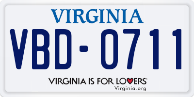 VA license plate VBD0711