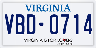 VA license plate VBD0714