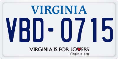 VA license plate VBD0715