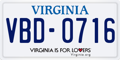 VA license plate VBD0716