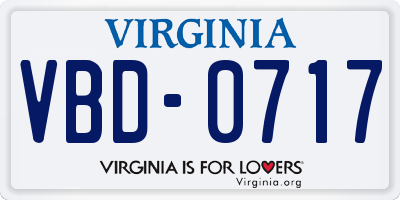 VA license plate VBD0717