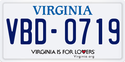 VA license plate VBD0719