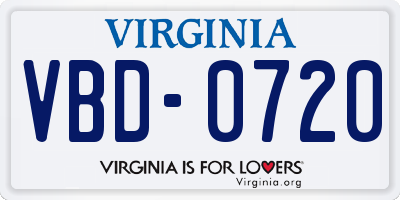 VA license plate VBD0720