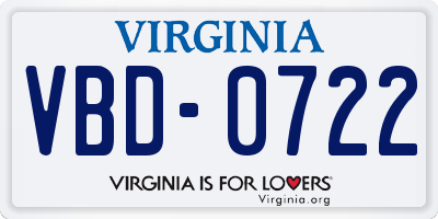 VA license plate VBD0722