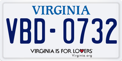 VA license plate VBD0732