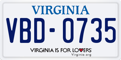 VA license plate VBD0735