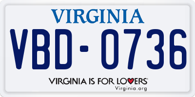 VA license plate VBD0736