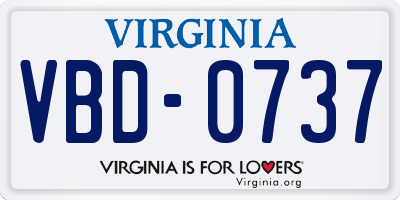 VA license plate VBD0737