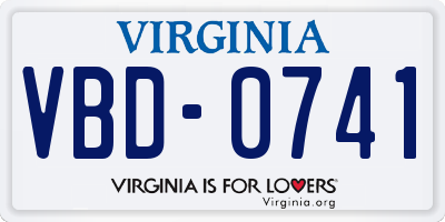 VA license plate VBD0741