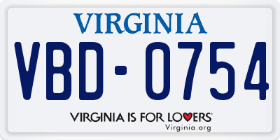 VA license plate VBD0754