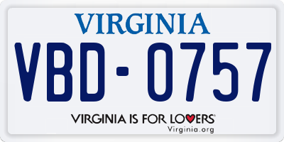 VA license plate VBD0757