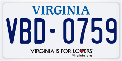 VA license plate VBD0759