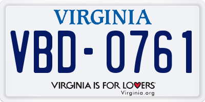 VA license plate VBD0761