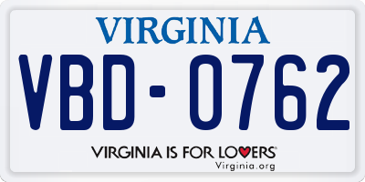 VA license plate VBD0762
