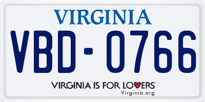 VA license plate VBD0766