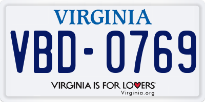 VA license plate VBD0769