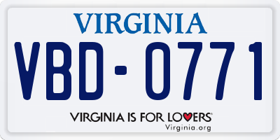 VA license plate VBD0771