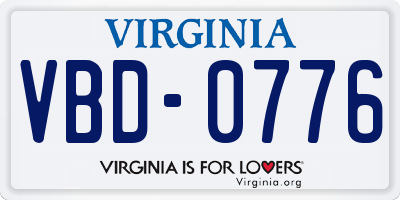 VA license plate VBD0776