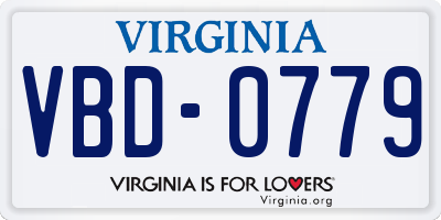 VA license plate VBD0779