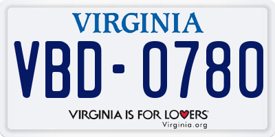 VA license plate VBD0780