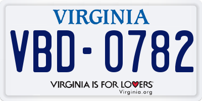 VA license plate VBD0782