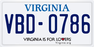 VA license plate VBD0786