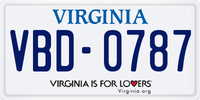 VA license plate VBD0787