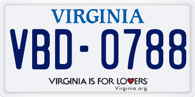 VA license plate VBD0788