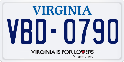VA license plate VBD0790