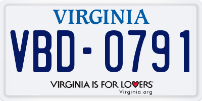 VA license plate VBD0791