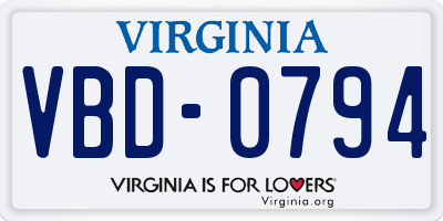 VA license plate VBD0794