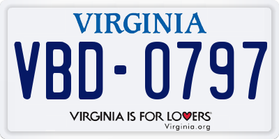 VA license plate VBD0797