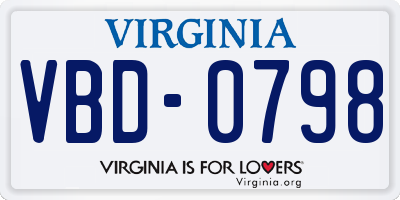 VA license plate VBD0798