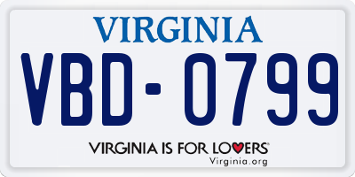 VA license plate VBD0799