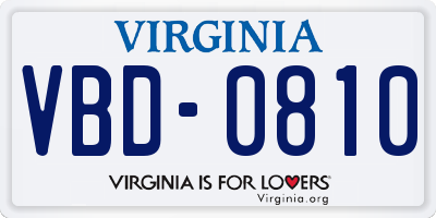 VA license plate VBD0810