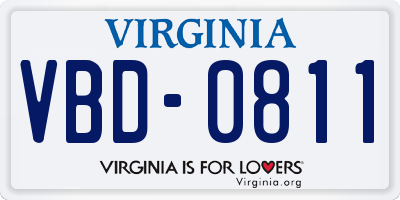 VA license plate VBD0811