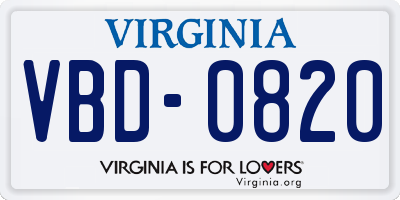 VA license plate VBD0820