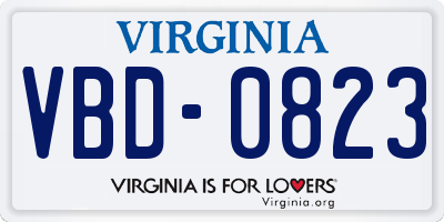 VA license plate VBD0823