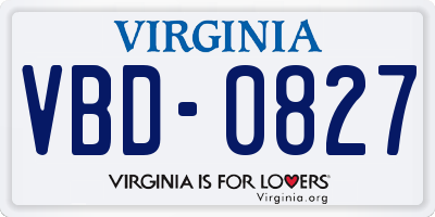 VA license plate VBD0827