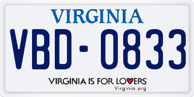 VA license plate VBD0833