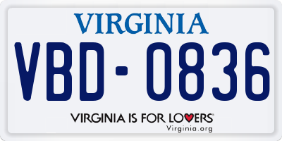 VA license plate VBD0836