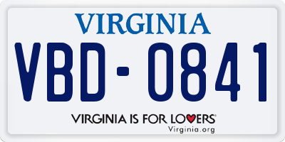 VA license plate VBD0841